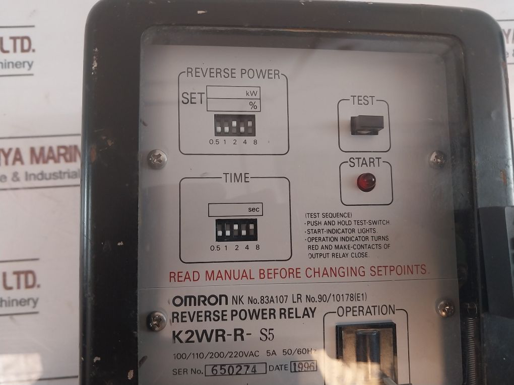 Omron K2Wr-r-s5 Reverse Power Relay 90/10178(E1)