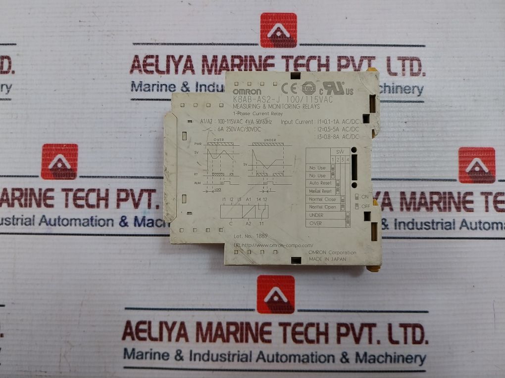 Omron K8Ab-as2-j 1-phase Current Relay 6A 250Vac/30Vdc