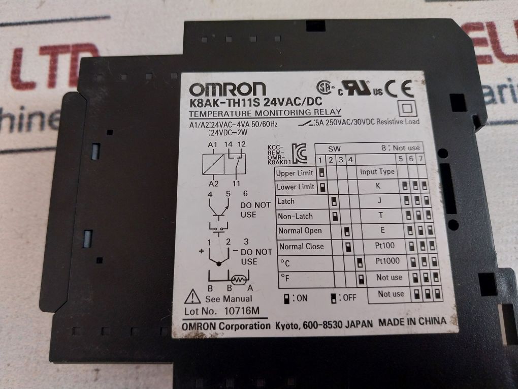 Omron K8Ak-th11S 24Vac/Dc Temperature Monitoring Relay