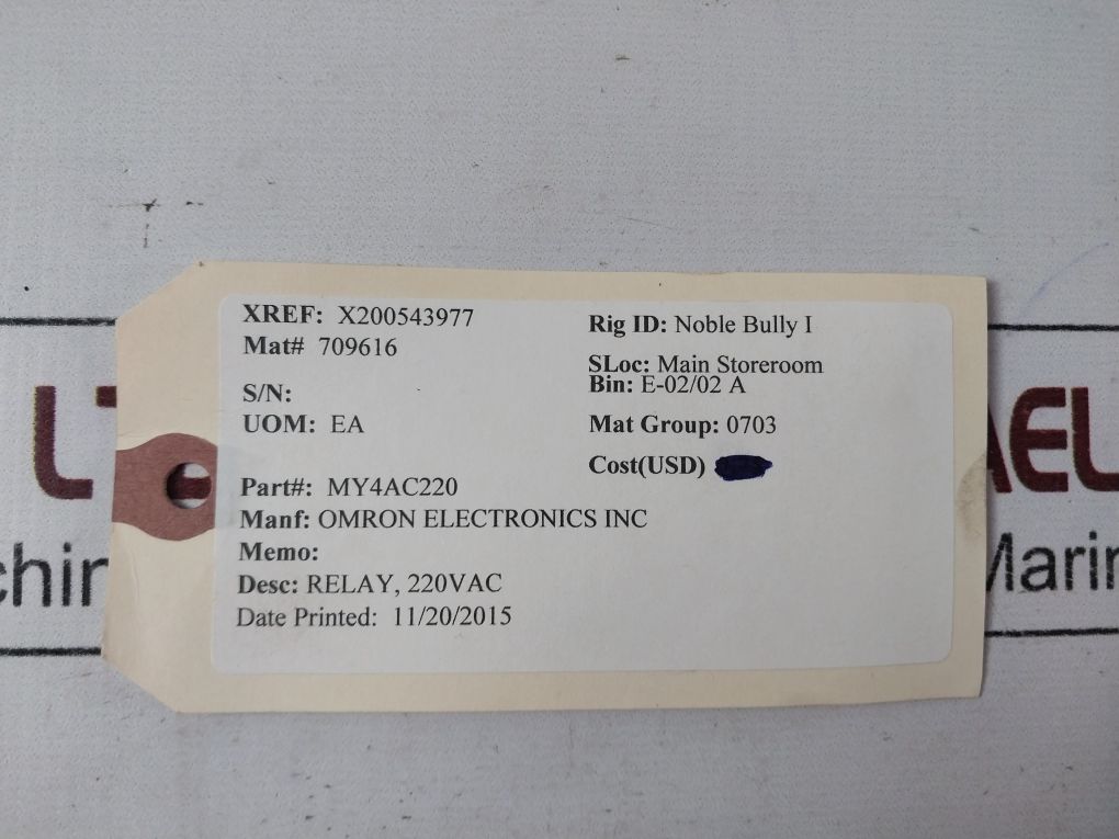 Omron My4 220/240Vac Relay