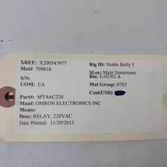 Omron My4 220/240Vac Relay