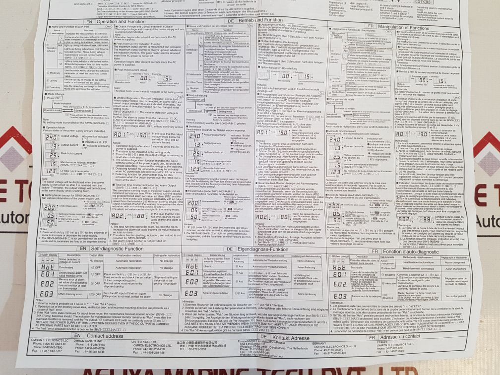 Omron S8Vs-24024A Switching Power Supply