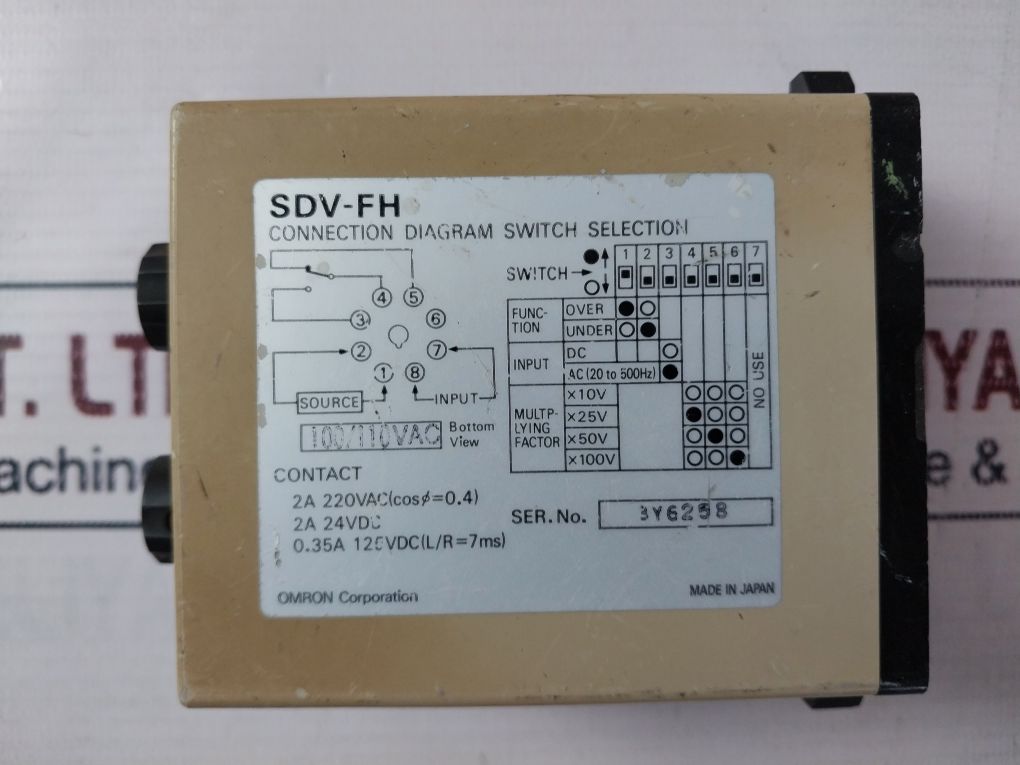 Omron Sdv-fh6 Voltage Sensor 24Vdc