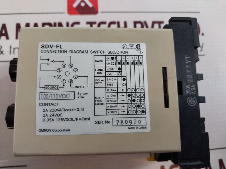 Omron Sdv-fl4 Voltage Sensor With Base 100/110 Vdc 2A 24Vdc