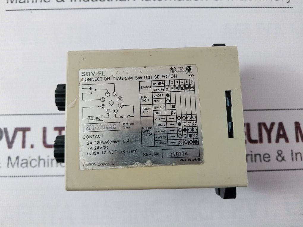 Omron Sdv-fl7 Voltage Sensor 200/220Vac