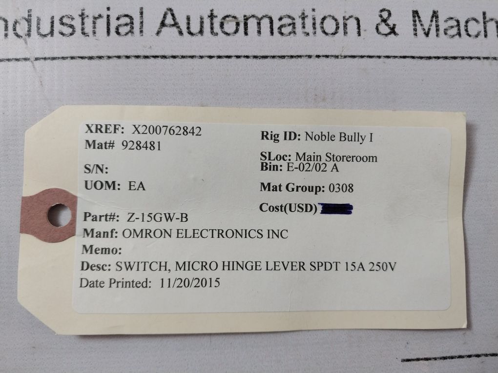 Lot Of 2X Omron Z-15Gw-b Micro Switch