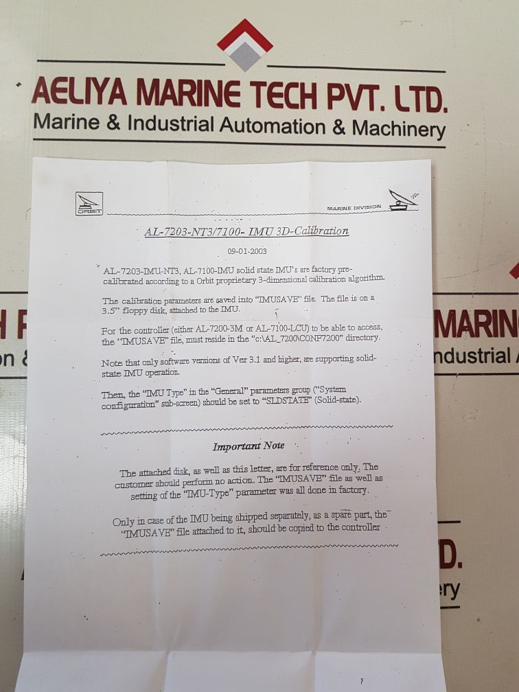 Orbit Marine Al-7203-imu-nt3 Measurement Unit