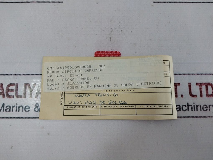 Osaka Transformer E546H Welding Products Division Pcb Assembly