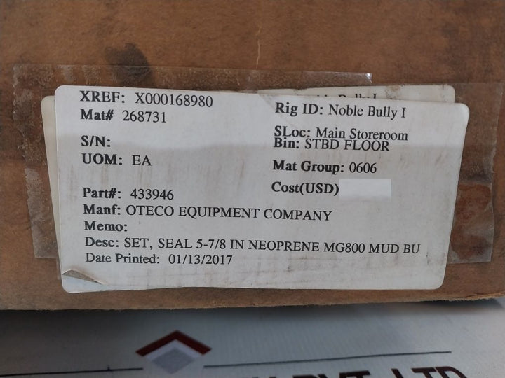 Oteco 433946 5-7/8 In Neoprene Mg800 Mud Bu Seal Set