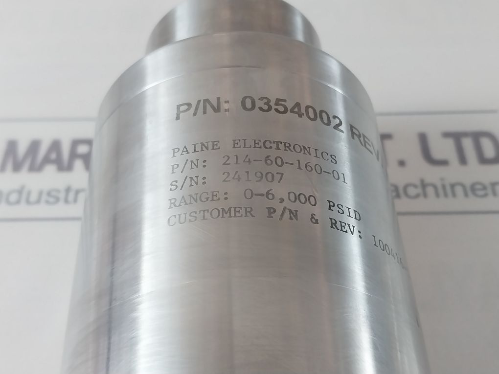 Paine Electronics 214-60-160-01 Pressure Transmitter 0354002 Rev.Ab 0-6,000 Psid
