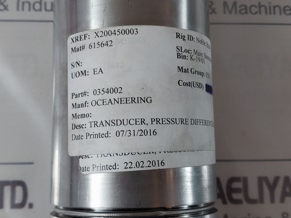 Paine Electronics 214-60-160-01 Pressure Transmitter 0354002 Rev.Ab 0-6,000 Psid