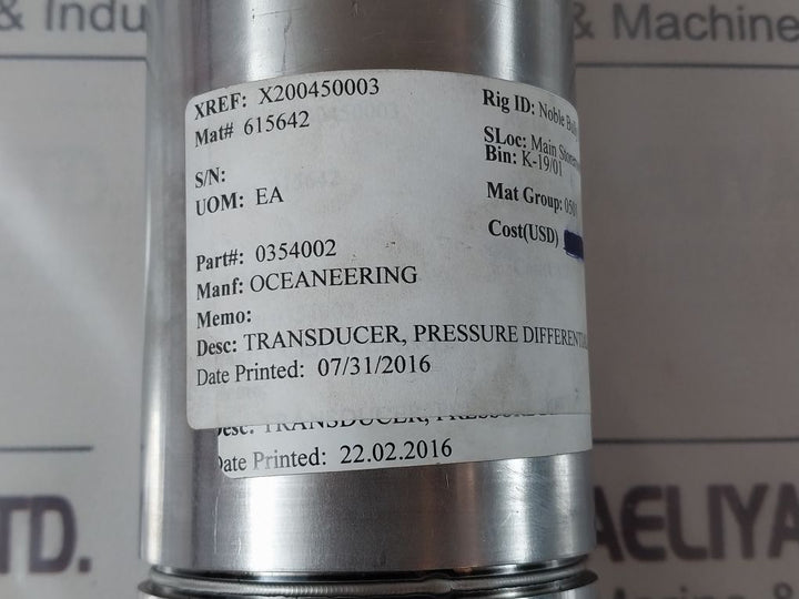Paine Electronics 214-60-160-01 Pressure Transmitter 0354002 Rev.Ab 0-6,000 Psid