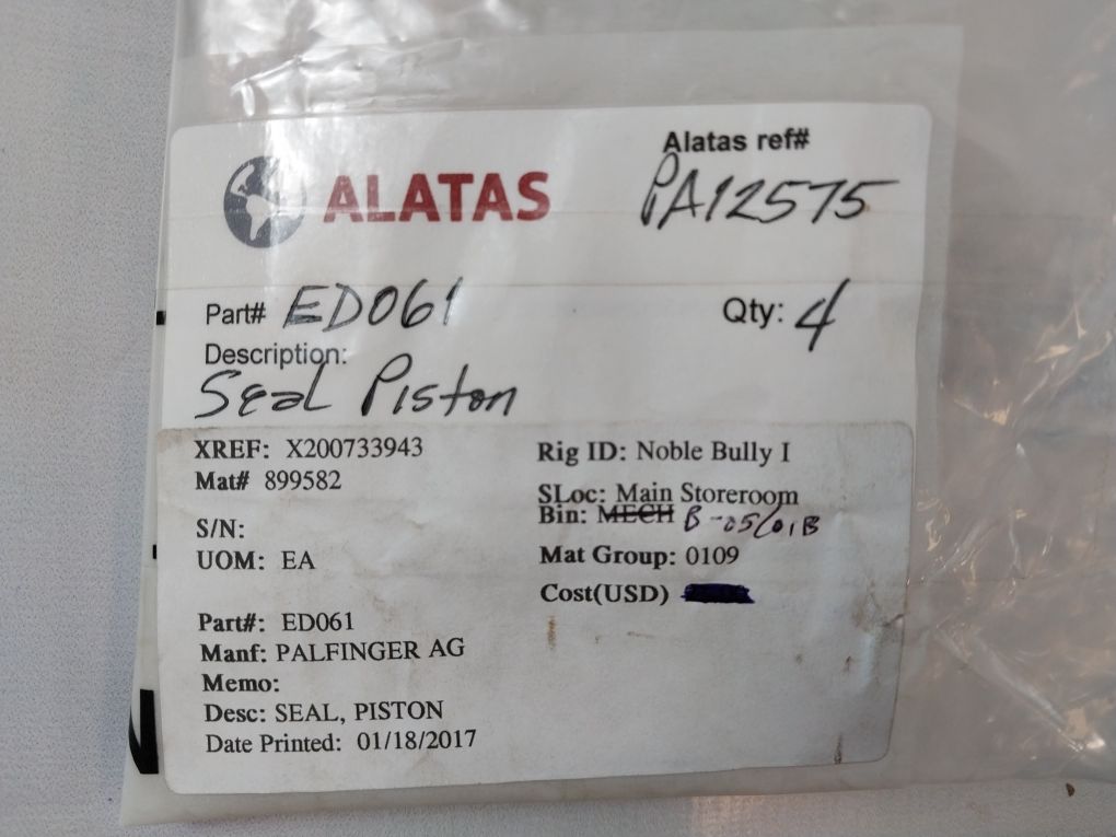 Palfinger Ed061 Piston Seal Kit