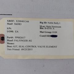 Palfinger Pp002617 Control Valve Element Seal Kit