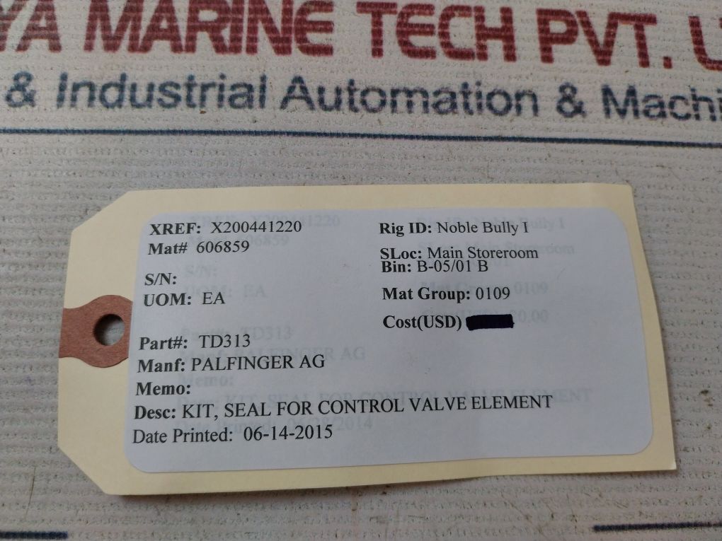 Palfinger Td313 Seal For Control Valve Element Kit