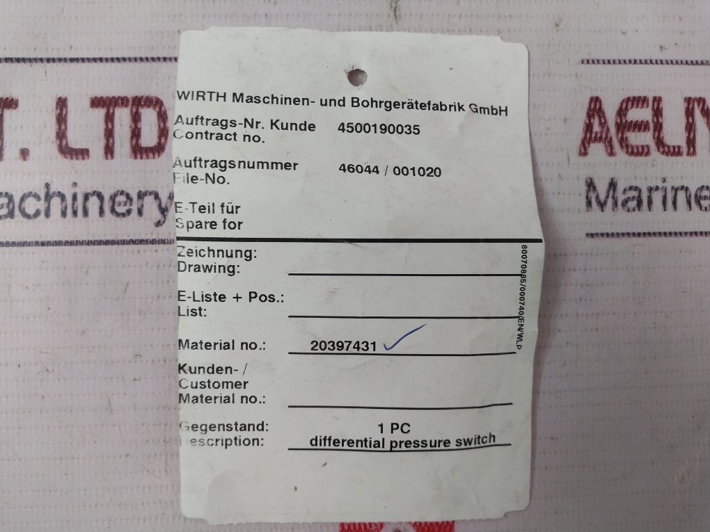 Pall Rc861Cz090Hssyt Differential Pressure Switch Set