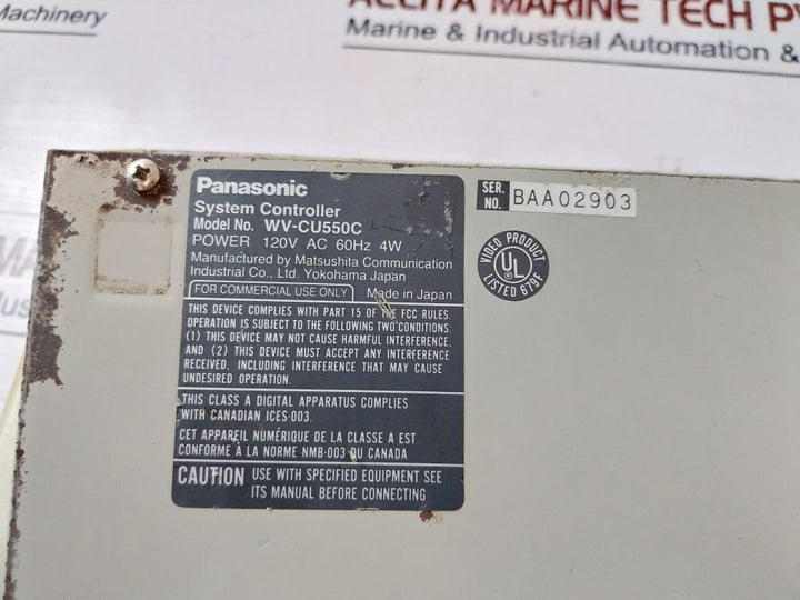 Panasonic Wv-cu550C System Controller