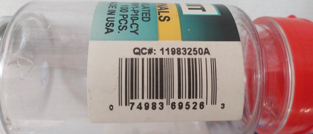 Lot Of 100X Panduit Pmv1-p10-cy Terminals Connector Metric Pin-vinyl Insulated