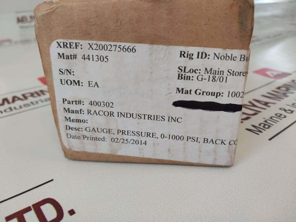 Parker 400302 Pressure Gauge 0-1000 Psi