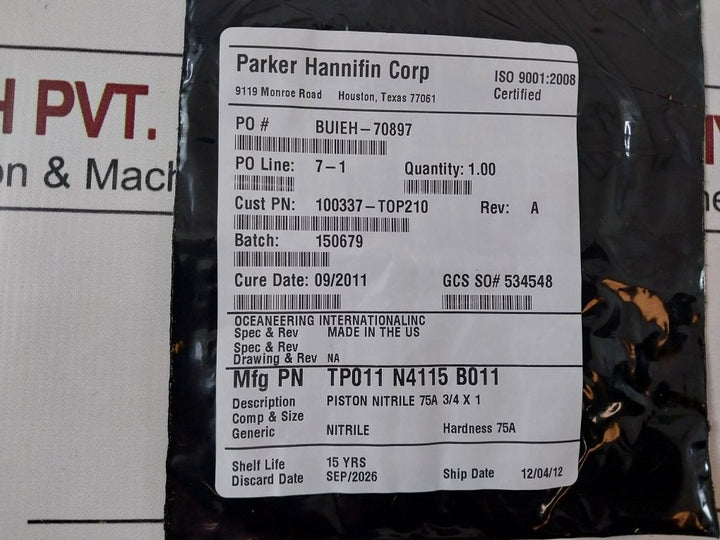 Parker 100740-sk Seal Valve Kit