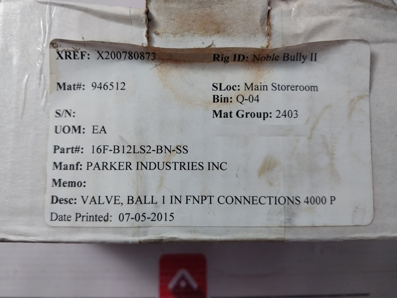 Parker 16F-b12Ls2-bn-ss Ball Valve 1 In Fnpt Connections 4000 P