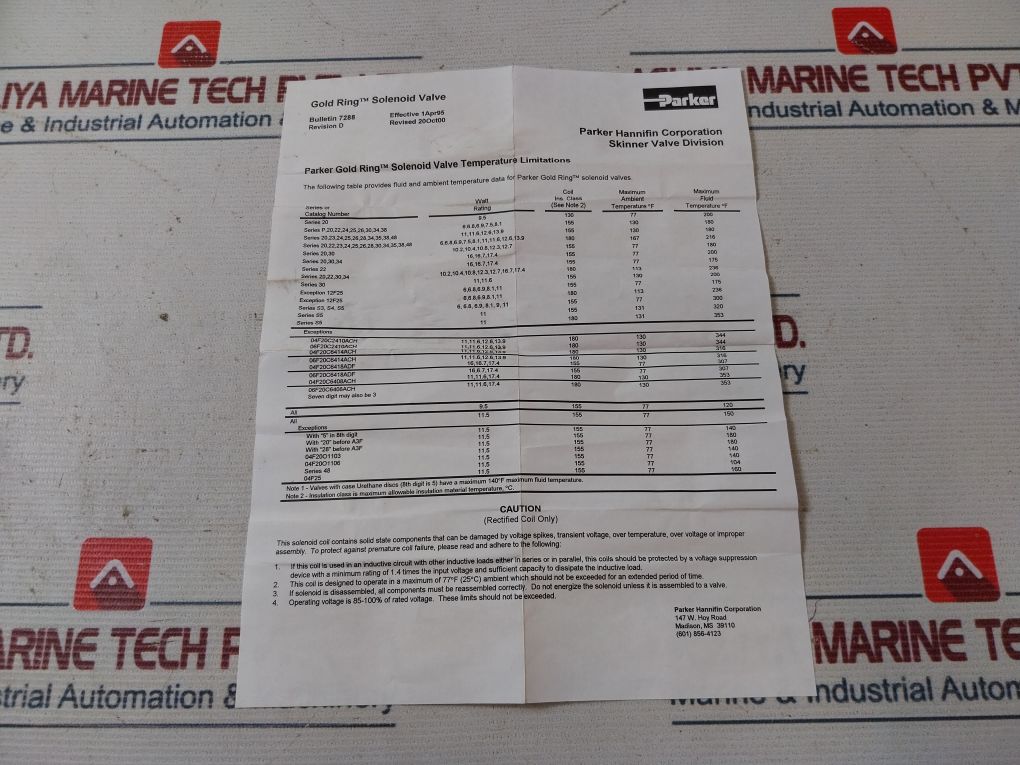 Parker 16F24C2164Aaf4C05J Solenoid Valve W/Out Coil Ad06-028-a05C