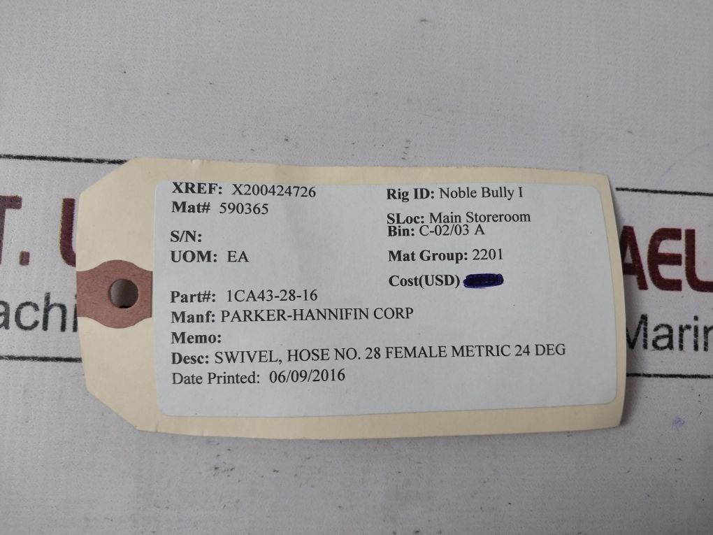 Parker 1Ca43-28-16 Hydraulic Hose Fitting