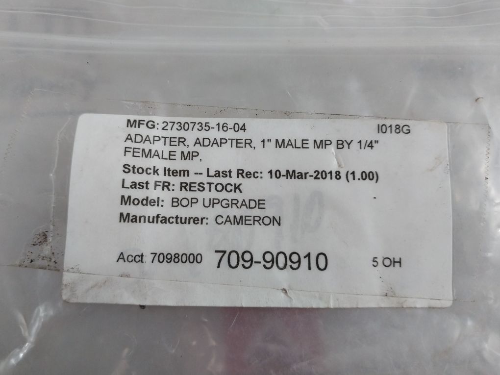 Parker 20M164K6-op Autoclave Adapter 1” Male Mp By 1/4