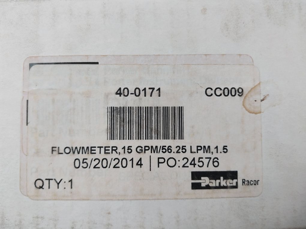 Parker 40-0171 Flowmeter 15 Gpm/56.25 Lpm, 1.5