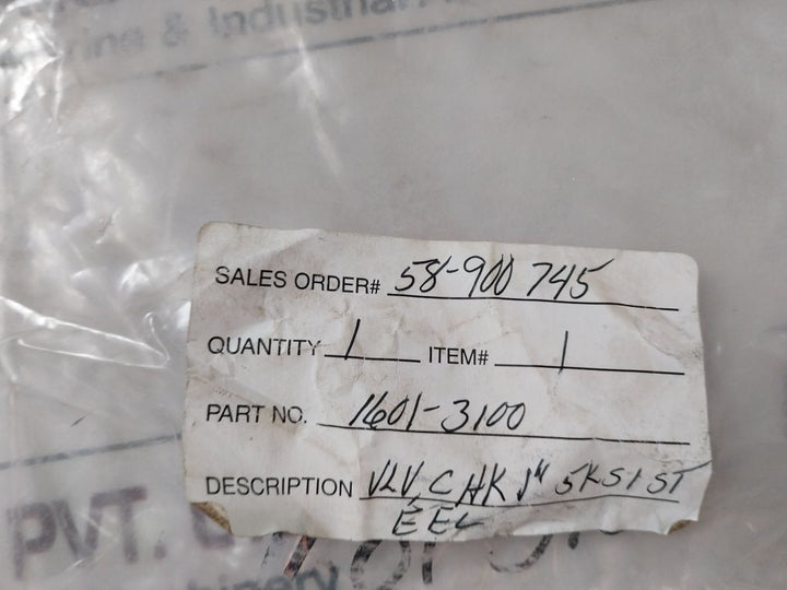 Parker 453-1S2-6 Hydraulic Check Valve 5000 P.S.I.