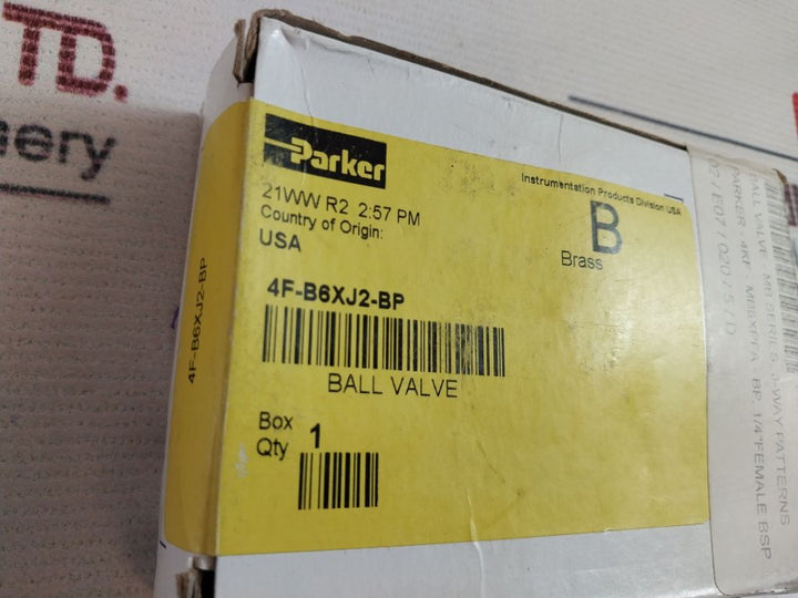 Parker 4F-b6Xj2-bp 3-way Ball Valve 1/4