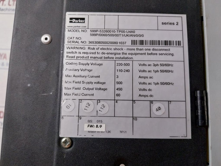 Parker 590Pxd-0011-uk-0 Control Door
