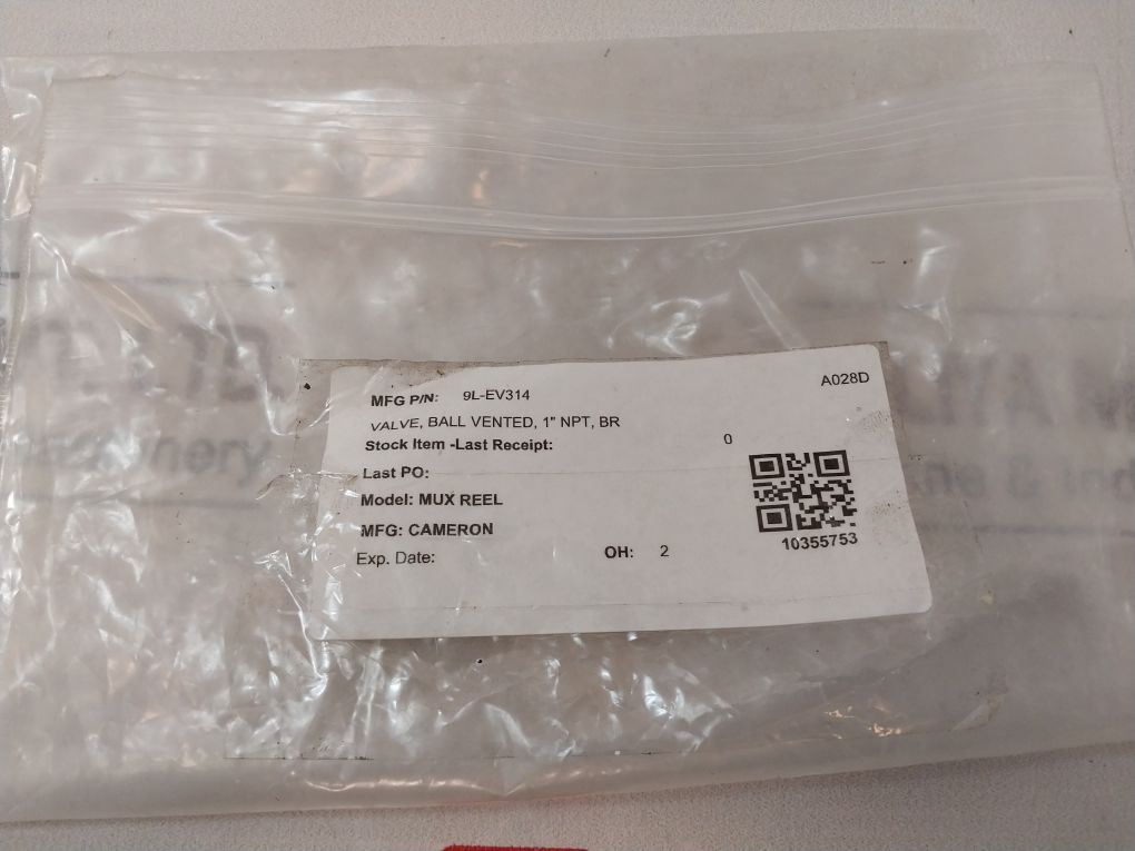 Parker 9L-ev314 Ball Valve Vented, 1” Npt, Br 10355753