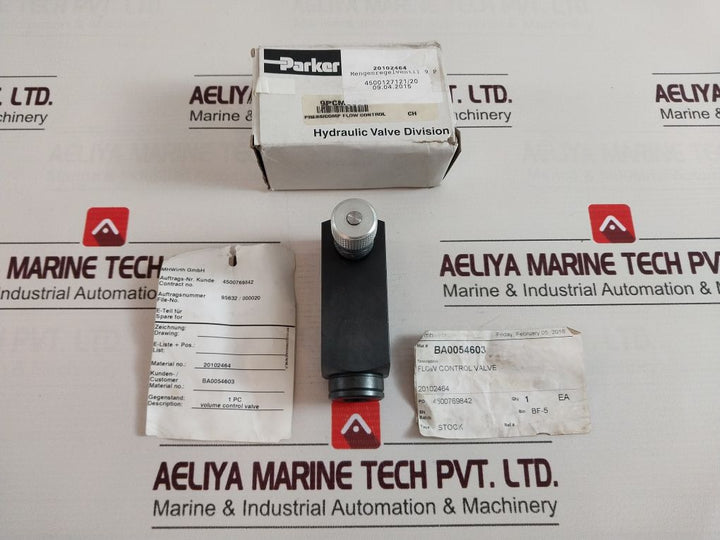 Parker 9Pc M600S -20Ch Press/Comp Flow Control Valve
