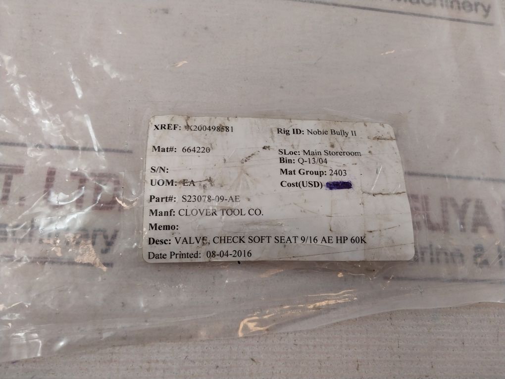 Parker Autoclave Cko9900 High Pressure O-ring Check Valve