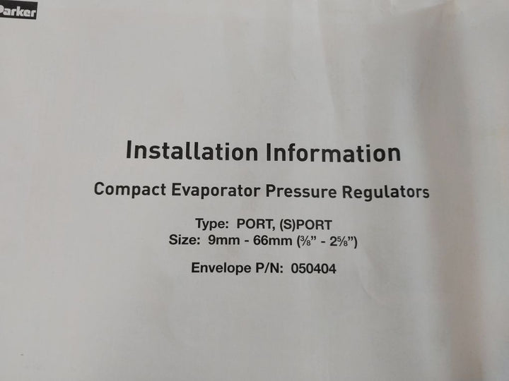 Parker Flo-con A8 Port Compact Evaporator Pressure Regulator