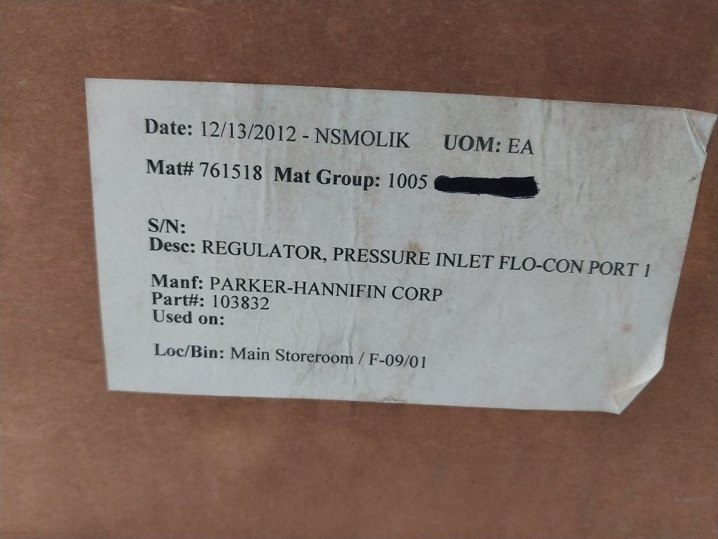 Parker Flo-con A8 Port Pressure Inlet Regulator Port 13/13