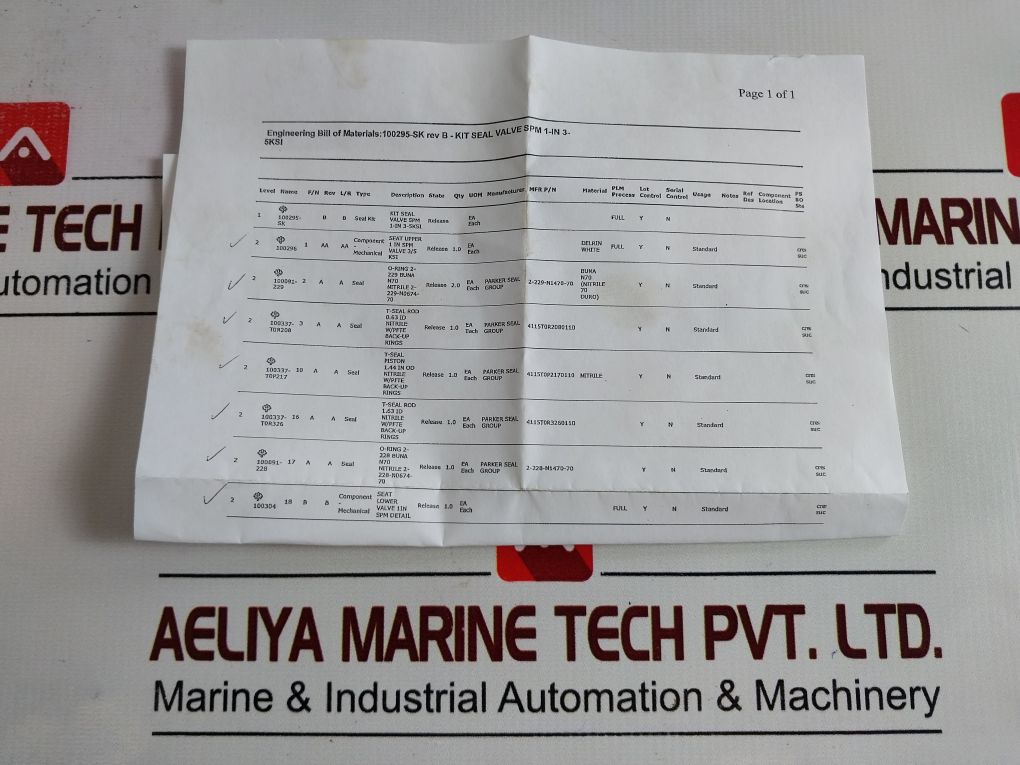 Parker Hannifin 100818-rk Valve Repair Kit