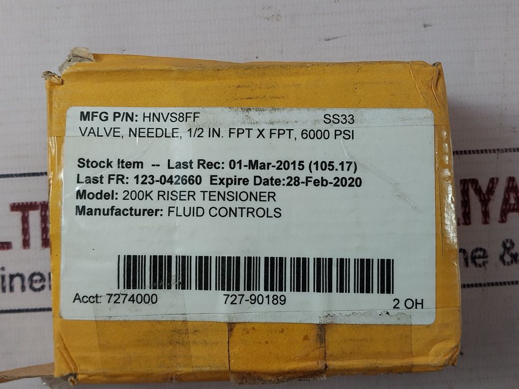 Parker Hnvs8Ff Needle Valve 1/2 In. Fpt X Fpt
