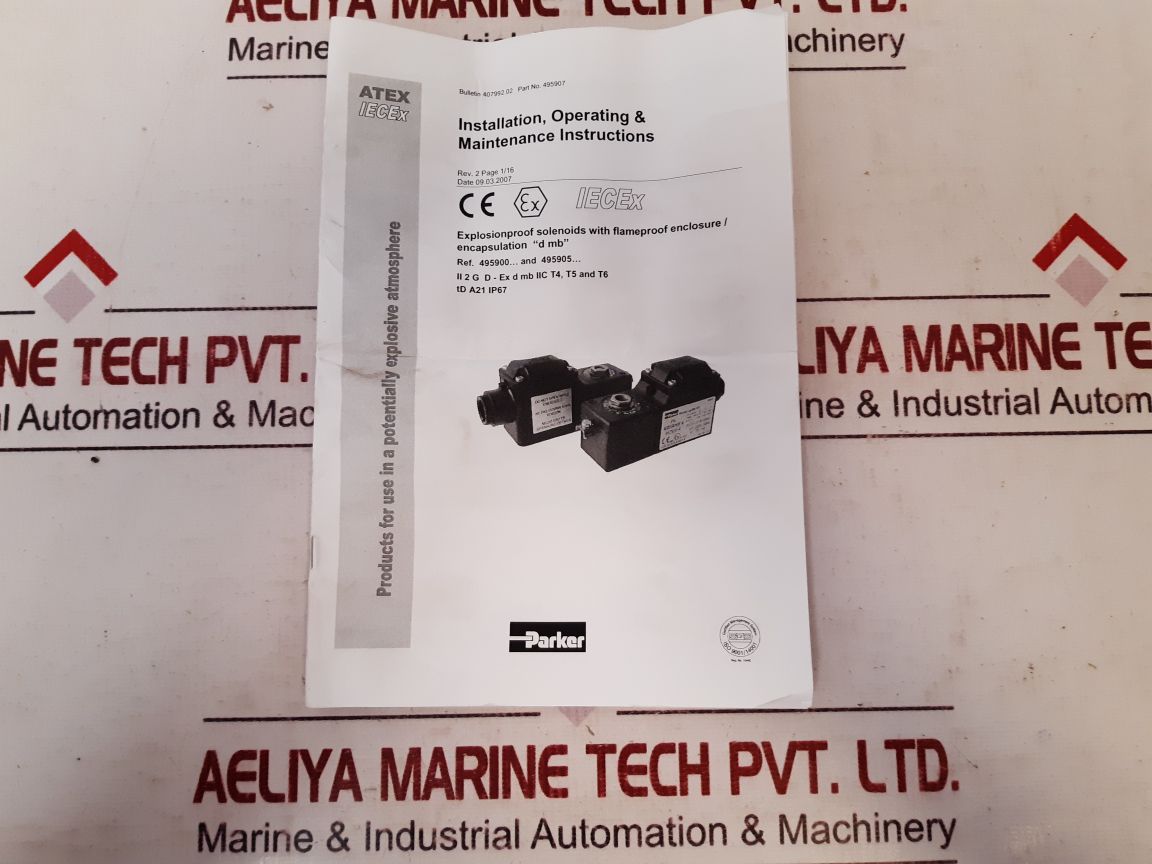 Parker Lucifer 495905C2 Explosionproof Solenoids With Flameproof Enclosure