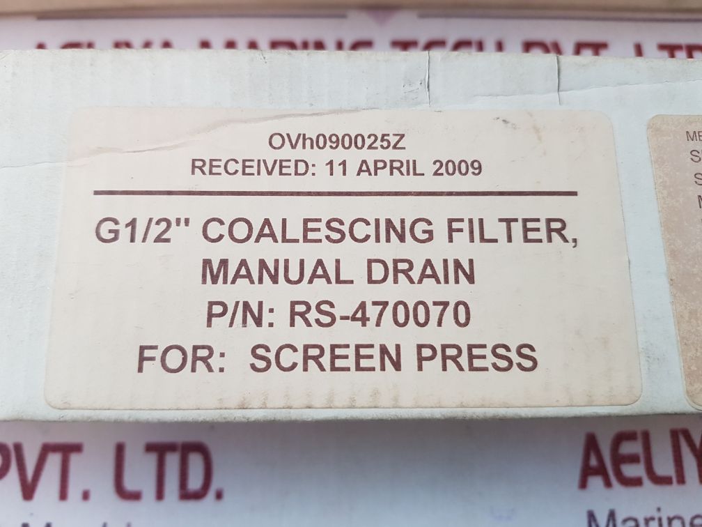 Parker P3Kfa14Dsmn Manual Drain G1/2” Coalescing Filter
