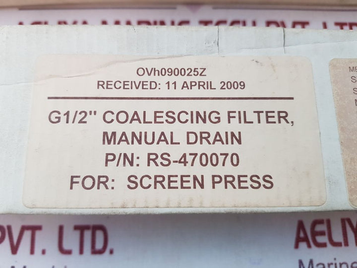 Parker P3Kfa14Dsmn Manual Drain G1/2” Coalescing Filter
