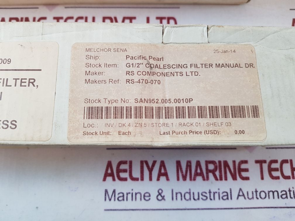 Parker P3Kfa14Dsmn Manual Drain G1/2” Coalescing Filter
