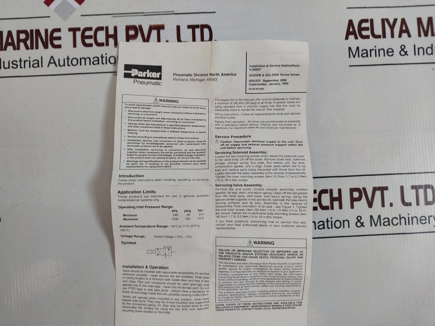 Parker Ps5387 Solenoid Valve Repair Kit