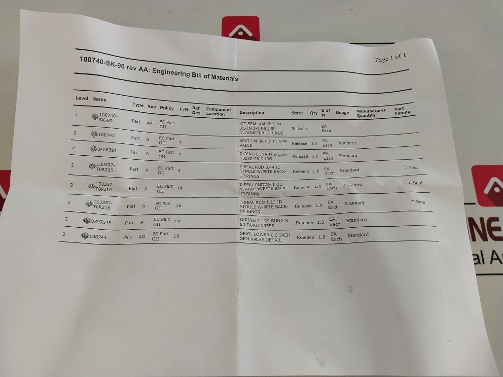 Parker Tp011 N4115 B011 Repair Kit 75A