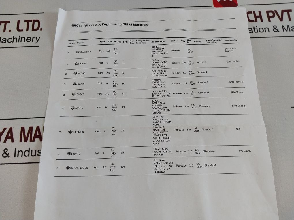 Parker Tp011 N4115 B011 Repair Kit
