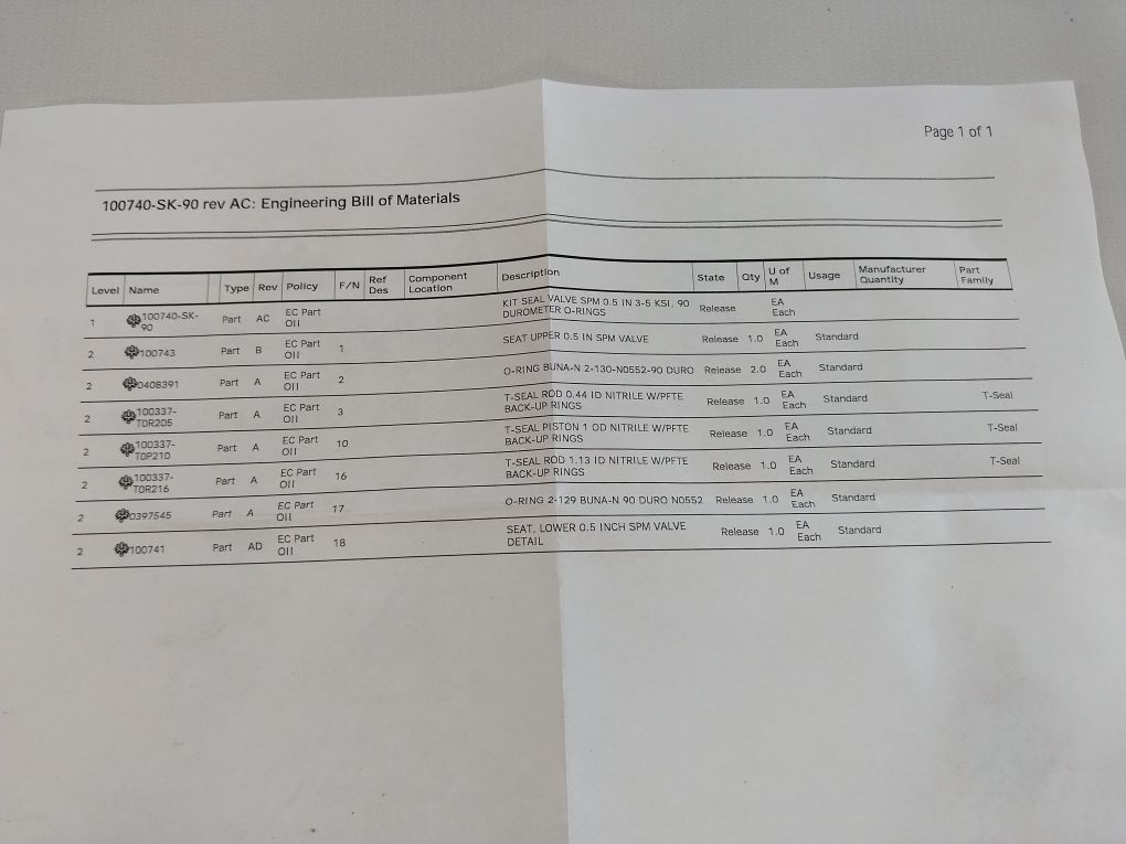 Parker Tp011 N4115 B011 Repair Kit
