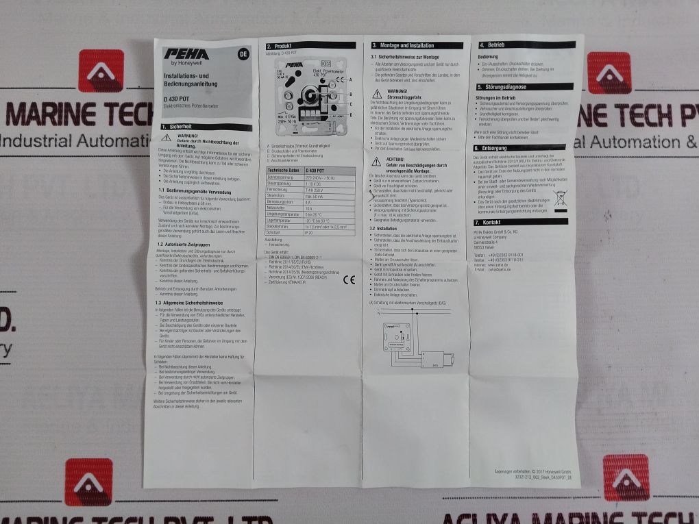 Peha D 430 Pot O.A. Dimmer-1-10V Electronic Potentiometer