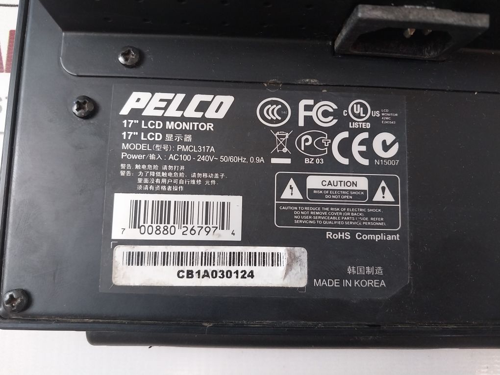 Pelco Pmcl317A 17” Lcd Monitor