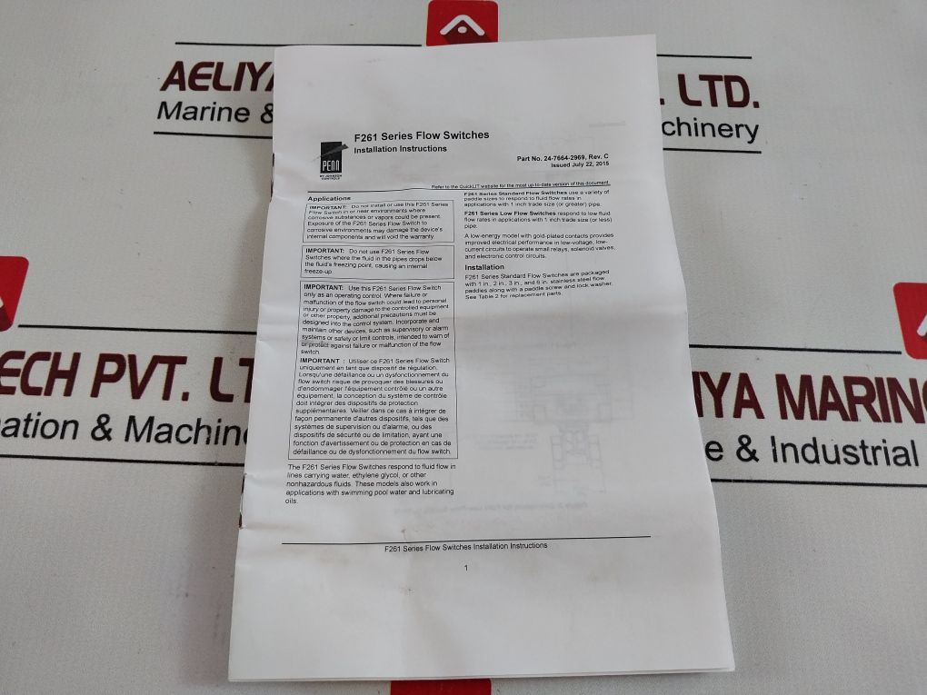 Penn F261Kah-v01 Liquid Flow Switch